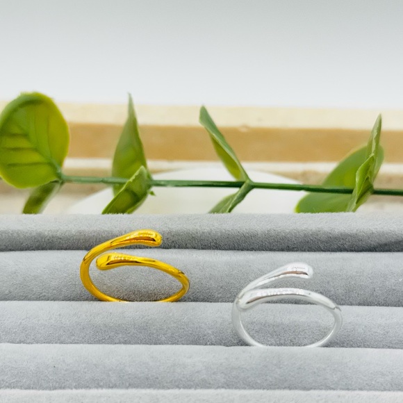 925 Sterling Silver Waterdrop Design Open Ring, Unisex Hand Accessory. - Picture 1 of 16